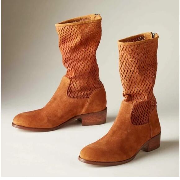 Sundance | Womens Magnolia Boots Sa-Ni Insoles Suede Laser-Cut Perforated Slouch - Picture 1 of 11